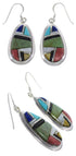Multicolor Silver Earrings And Link Necklace Set GS75434